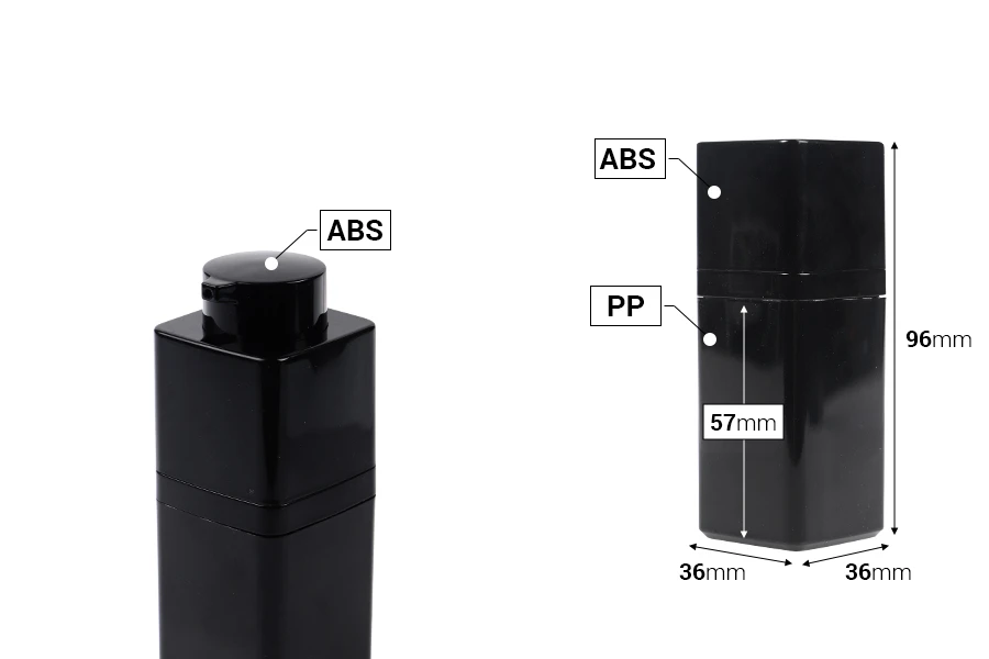 Airless bottle 15 ml acrylic in black color - 5 pcs