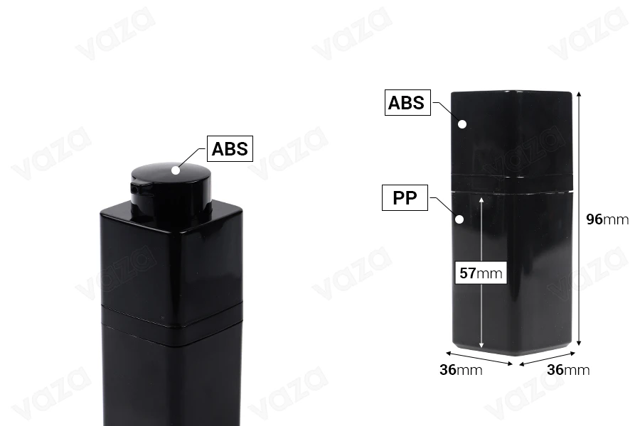 Bouteille airless en acrylique de 15 ml en couleur noire - 5 pcs-photo_dimensions