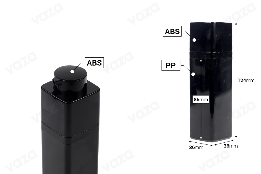 Boccetta airless acrilica da 30 ml di colore nero - 5 pezzi.-dimensioni_immagine