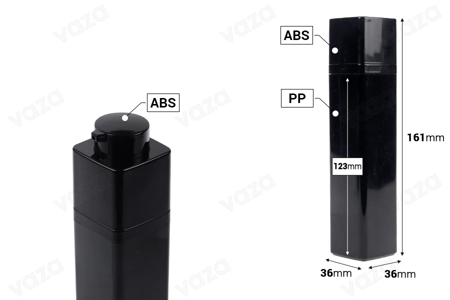 Bouteille airless en acrylique de 50 ml en couleur noire - 5 pcs-photo_dimensions