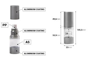 15ml Airless-Cremeflasche mit transparentem Acrylgehäuse und silbernem Kunststoffmattenbezug-2