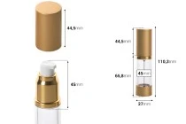 Μπουκάλι airless για κρέμα 15 ml με ακρυλικό διάφανο σώμα και πλαστικό χρυσό ματ καπάκι Μπουκάλι airless για κρέμα 15 ml με ακρυλικό διάφανο σώμα και πλαστικό χρυσό ματ καπάκι