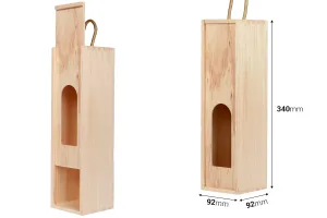 Boîte de rangement pour bouteilles de vin en bois avec poignée et fenêtre-2