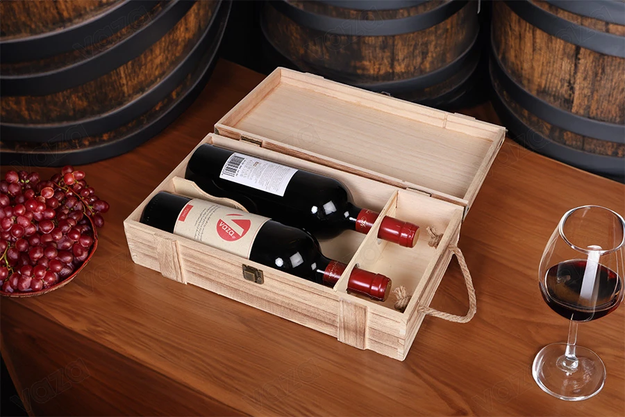 Coffret de rangement en bois pour 2 bouteilles de vin avec poignée-photo_groupe