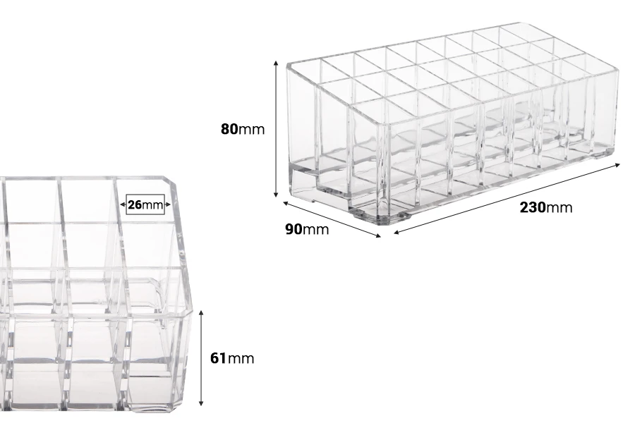 Portaprovette in acrilico 230 x 90 x 80 mm - 3 livelli (24 posti) Portaprovette in acrilico 230 x 90 x 80 mm - 3 livelli (24 posti)