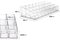 Porte-tube en acrylique 220 x 90 x 50 mm - 3 niveaux (24 places)
