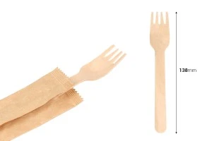 138 mm Holzgabeln in Einzelverpackung aus Papier – 100 Stück-2
