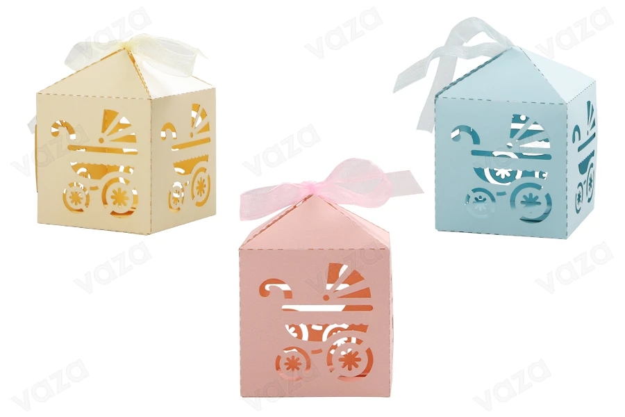 Paper folding favour box to assemble in size 55x55x71 mm - 50 pcs Paper folding favour box to assemble in size 55x55x71 mm - 50 pcs-εικόνα_προϊοντική