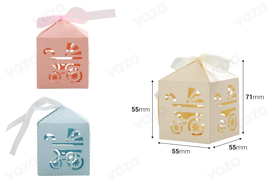 Paper folding favour box to assemble in size 55x55x71 mm - 50 pcs Paper folding favour box to assemble in size 55x55x71 mm - 50 pcs-εικόνα_διαστάσεις