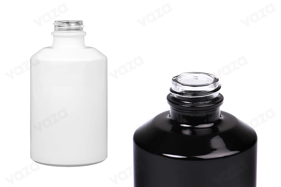 Cylindrical glass bottle 250 ml in black or white color-image_product