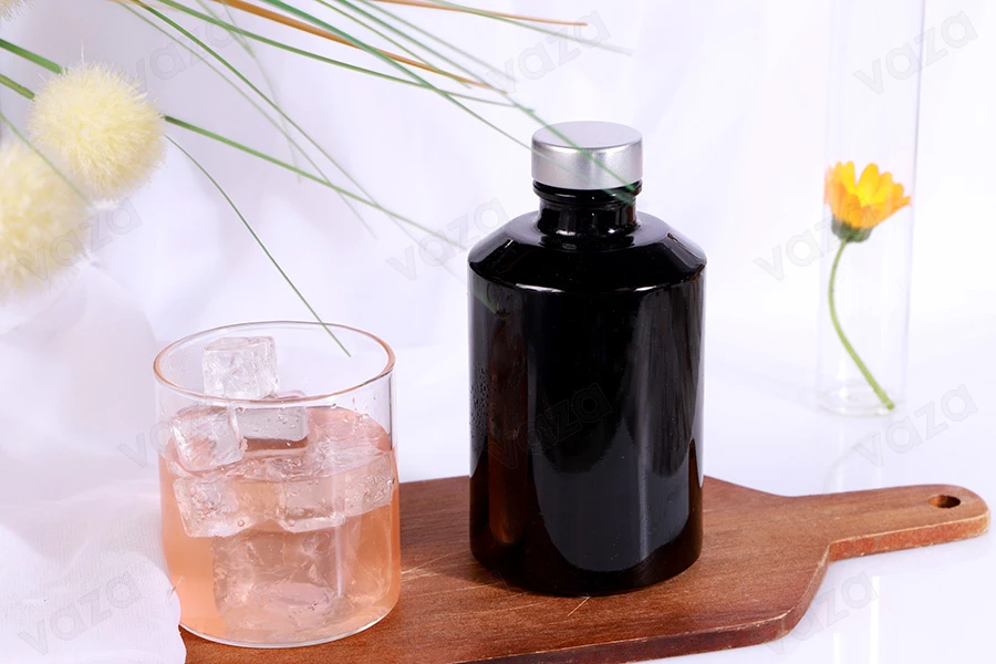 Cylindrical glass bottle 250 ml in black or white color-image_group