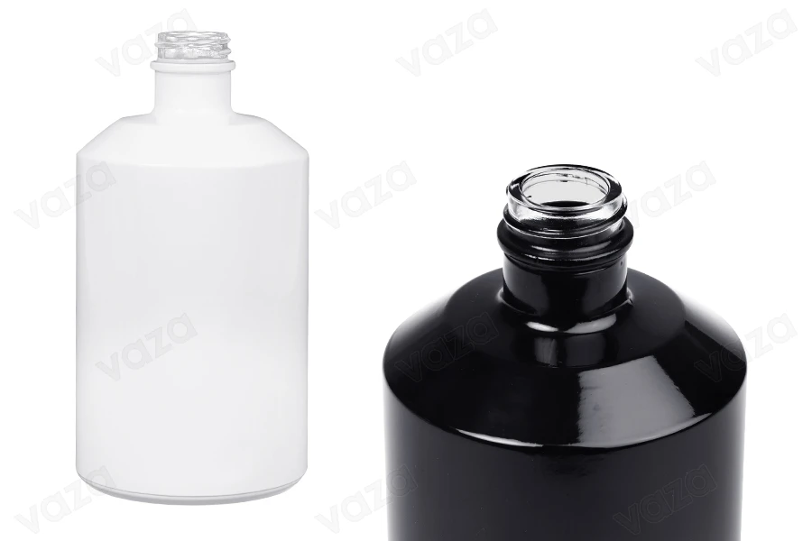 Zylindrische Glasflasche 500ml in weißer oder schwarzer Farbe Zylindrische Glasflasche 500ml in weißer oder schwarzer Farbe-produktbild