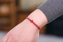 Wrist rope 56+5 knots handmade from wax thread - 10 pcs