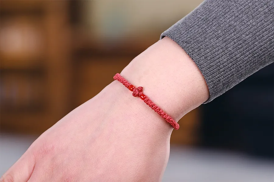 Wrist rope 56+5 knots handmade from wax thread - 10 pcs