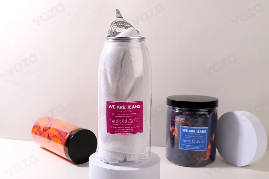 Plastikflasche (PET) 650ml transparent mit Aluminiumdeckel (erfordert die Verwendung einer Verschließmaschine) – 100 Stück-bildgruppe