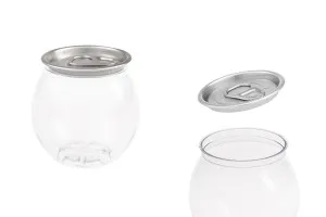 Bouteille en plastique (PET) 210 ml transparente en forme de sphère avec bouchon en aluminium (utilisation d'une capsuleuse requise) - 200 pièces-1
