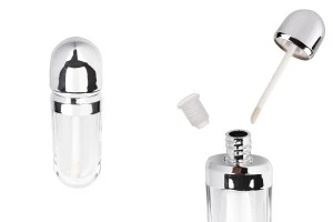 Etui pour gloss 8 ml transparent avec capuchon argenté - 6 pcs-1