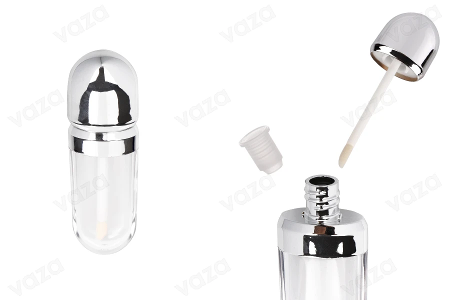 Etui für Lipgloss 8ml klar mit silberner Kappe - 6 Stk-produktbild