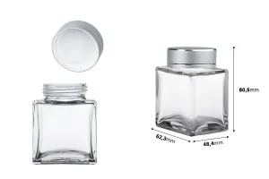 Luxury glass jar 100 ml with silver matte lid and silver stripe - 12 pcs-2