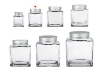 Γυάλινο βάζο 100 ml πολυτελείας με ασημί ματ καπάκι και ασημί ρίγα - 6 τμχ Γυάλινο βάζο 100 ml πολυτελείας με ασημί ματ καπάκι και ασημί ρίγα - 6 τμχ