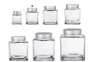 Luxury glass jar 100 ml with silver matte lid and silver stripe - 12 pcs-6
