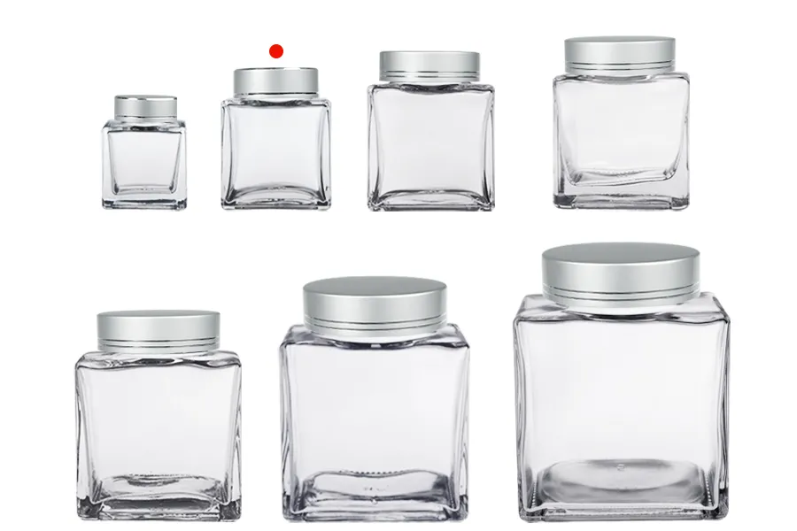 Γυάλινο βάζο 100 ml πολυτελείας με ασημί ματ καπάκι και ασημί ρίγα - 6 τμχ Γυάλινο βάζο 100 ml πολυτελείας με ασημί ματ καπάκι και ασημί ρίγα - 6 τμχ