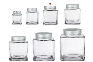 Luxury glass jar 180 ml with silver matte lid and silver stripe - 6 pcs-6