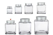 Γυάλινο βάζο 360 ml πολυτελείας με ασημί ματ καπάκι και ασημί ρίγα - 6 τμχ Γυάλινο βάζο 360 ml πολυτελείας με ασημί ματ καπάκι και ασημί ρίγα - 6 τμχ