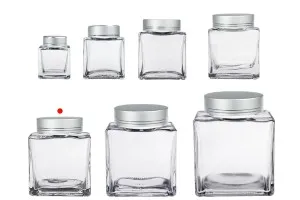 Pot en verre de luxe 360 ml avec couvercle argenté mat et bande argentée - 6 pcs-5