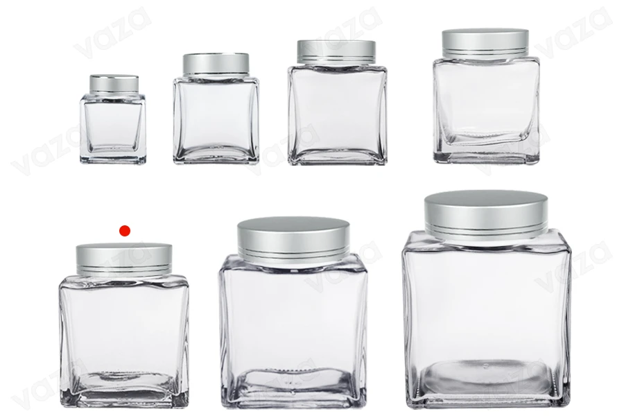 Γυάλινο βάζο 360 ml πολυτελείας με ασημί ματ καπάκι και ασημί ρίγα - 6 τμχ Γυάλινο βάζο 360 ml πολυτελείας με ασημί ματ καπάκι και ασημί ρίγα - 6 τμχ-εικόνα_σύνθεση