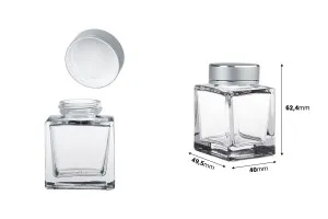Luxury glass jar 50 ml with silver matte lid and silver stripe - 6 pcs-2