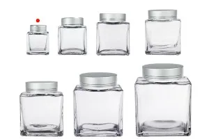 Luxury glass jar 50 ml with silver matte lid and silver stripe - 6 pcs-5