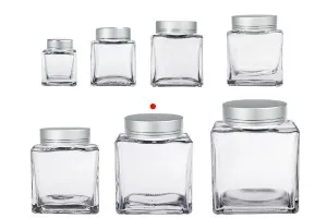 Pot en verre de luxe 500 ml avec couvercle argenté mat et bande argentée - 6 pcs-5