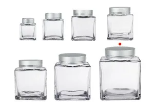Pot en verre de luxe 750 ml avec couvercle argenté mat et bande argentée - 6 pcs-5
