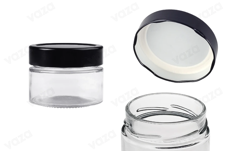 Γυάλινο κυλινδρικό βάζο 100 ml με μαύρο καπάκι Τ.Ο 70 Deep - 140 τμχ Γυάλινο κυλινδρικό βάζο 100 ml με μαύρο καπάκι Τ.Ο 70 Deep - 140 τμχ-εικόνα_προϊοντική
