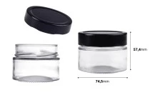 Cylindrical glass jar 100 ml with black cap T.O 70 Deep - 140 pcs Cylindrical glass jar 100 ml with black cap T.O 70 Deep - 140 pcs