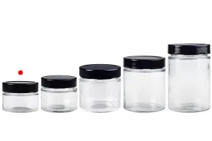 Cylindrical glass jar 100 ml with black cap T.O 70 Deep - 140 pcs-3