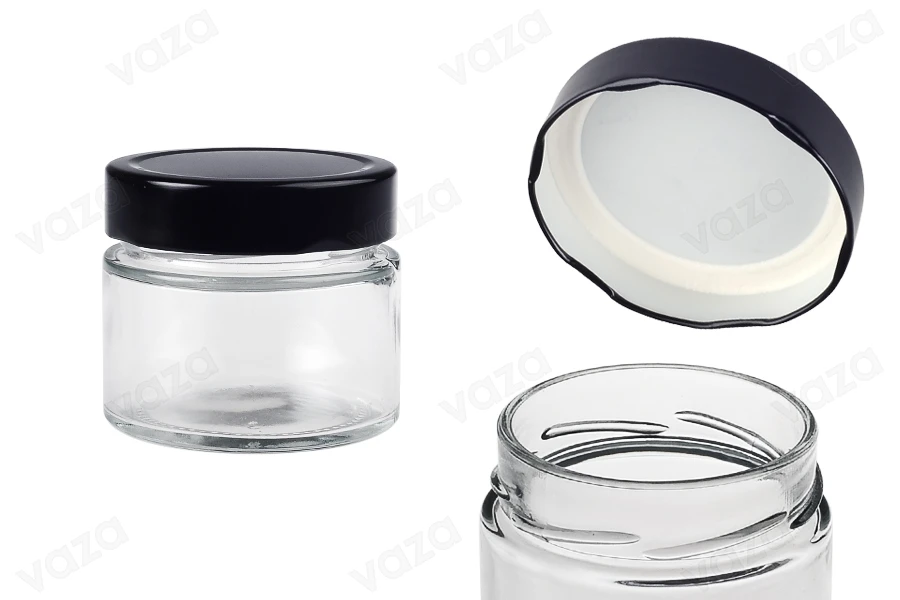 Γυάλινο κυλινδρικό βάζο 150 ml με μαύρο καπάκι Τ.Ο 70 Deep - 120 τμχ Γυάλινο κυλινδρικό βάζο 150 ml με μαύρο καπάκι Τ.Ο 70 Deep - 120 τμχ-εικόνα_προϊοντική