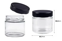 Γυάλινο κυλινδρικό βάζο 280 ml με μαύρο καπάκι Τ.Ο 82 Deep - 96 τμχ Γυάλινο κυλινδρικό βάζο 280 ml με μαύρο καπάκι Τ.Ο 82 Deep - 96 τμχ