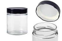 Γυάλινο κυλινδρικό βάζο 380 ml με μαύρο καπάκι Τ.Ο 82 Deep - 72 τμχ