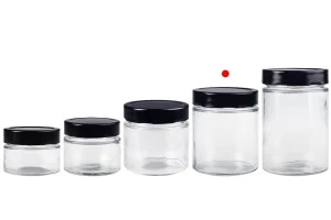 Cylindrical glass jar 380 ml with black cap T.O 82 Deep - 72 pcs-3