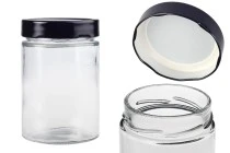 Γυάλινο κυλινδρικό βάζο 500 ml με μαύρο καπάκι Τ.Ο 82 Deep - 60 τμχ Γυάλινο κυλινδρικό βάζο 500 ml με μαύρο καπάκι Τ.Ο 82 Deep - 60 τμχ