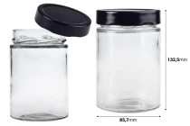 Γυάλινο κυλινδρικό βάζο 500 ml με μαύρο καπάκι Τ.Ο 82 Deep - 60 τμχ Γυάλινο κυλινδρικό βάζο 500 ml με μαύρο καπάκι Τ.Ο 82 Deep - 60 τμχ