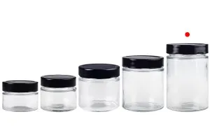 Cylindrical glass jar 500 ml with black cap T.O 82 Deep - 60 pcs-3