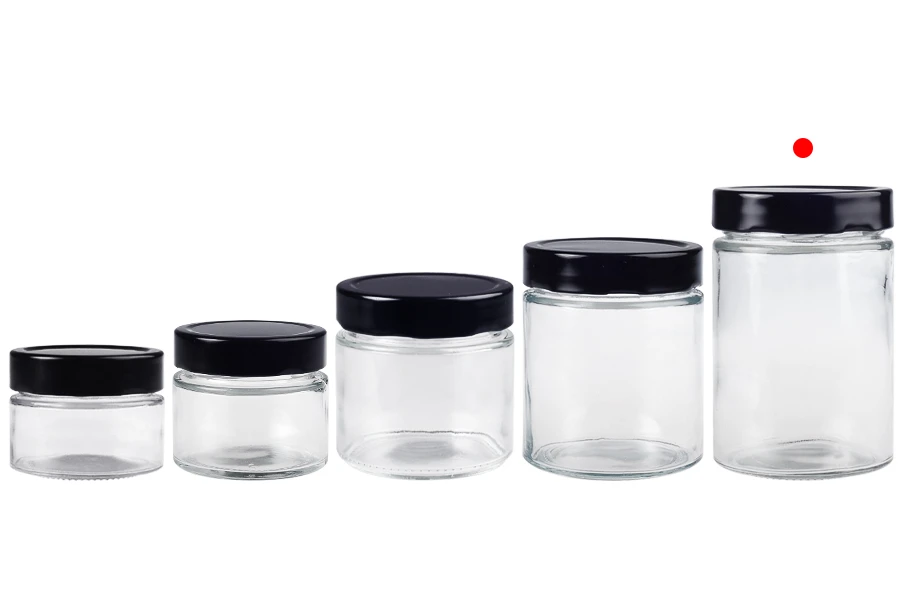 Γυάλινο κυλινδρικό βάζο 500 ml με μαύρο καπάκι Τ.Ο 82 Deep - 60 τμχ Γυάλινο κυλινδρικό βάζο 500 ml με μαύρο καπάκι Τ.Ο 82 Deep - 60 τμχ