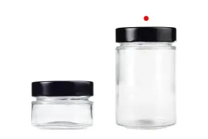 Cylindrical glass jar 220 ml with black cap T.O 63 Deep - 105 pcs-5