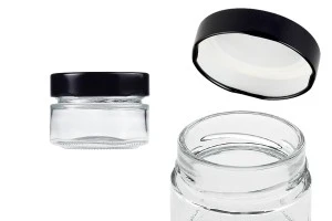 Pot cylindrique en verre 75 ml avec couvercle noir T.O 63 Deep - 160 pcs-1