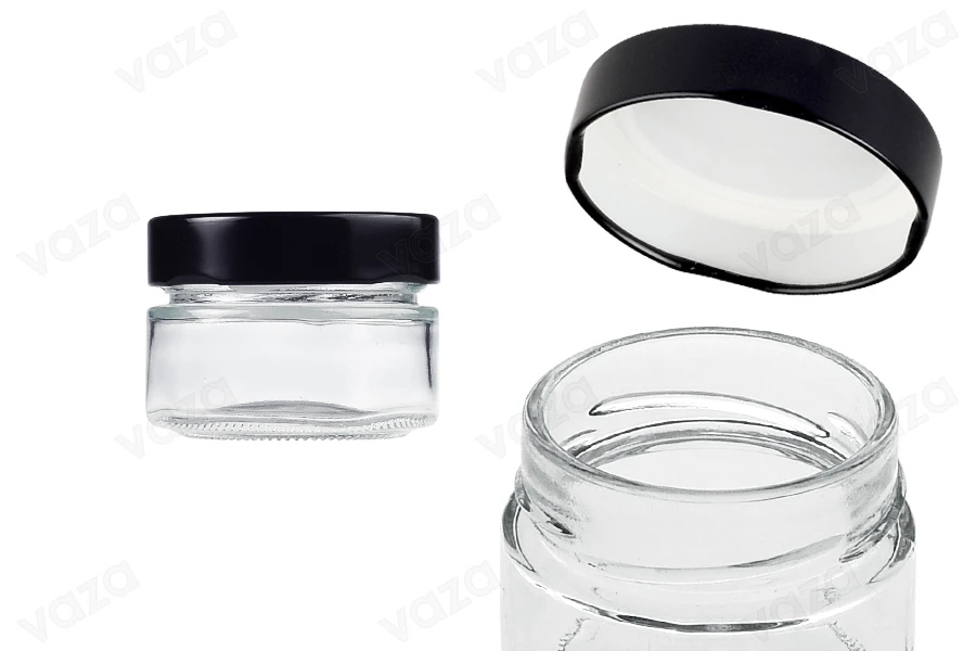 Γυάλινο κυλινδρικό βάζο 75 ml με μαύρο καπάκι Τ.Ο 63 Deep - 160 τμχ Γυάλινο κυλινδρικό βάζο 75 ml με μαύρο καπάκι Τ.Ο 63 Deep - 160 τμχ-εικόνα_προϊοντική
