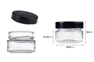 Pot cylindrique en verre 75 ml avec couvercle noir T.O 63 Deep - 160 pcs-2