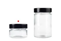 Γυάλινο κυλινδρικό βάζο 75 ml με μαύρο καπάκι Τ.Ο 63 Deep - 160 τμχ Γυάλινο κυλινδρικό βάζο 75 ml με μαύρο καπάκι Τ.Ο 63 Deep - 160 τμχ